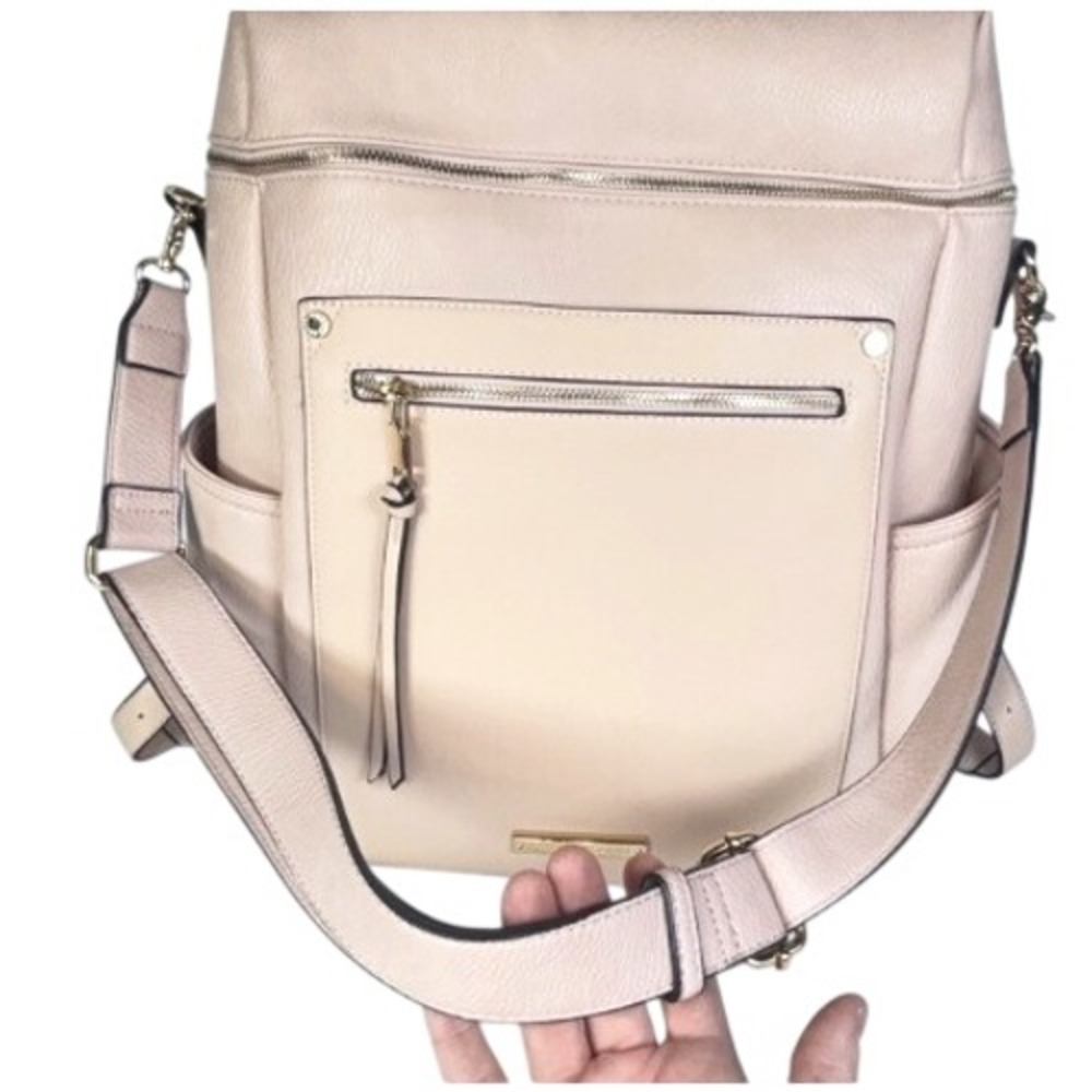 Poppy & Peonies Tote Commuter Backpack Set Blush Pink Gold Vegan Leather - Picture 10 of 16
